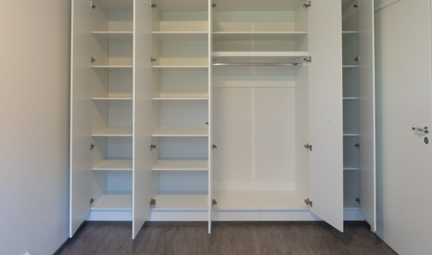 Picture of closet space with open closets